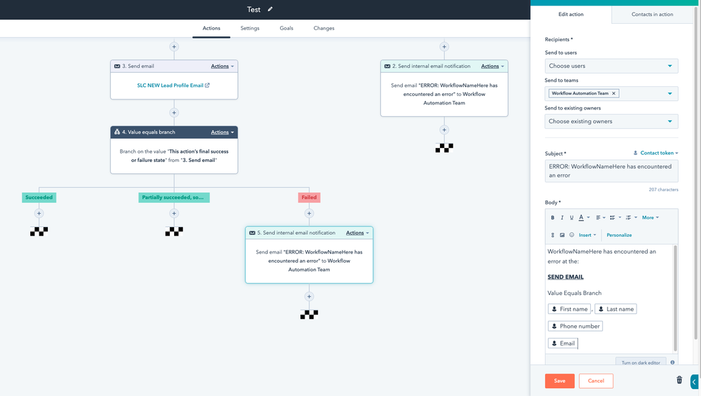 Sales workflow with notification